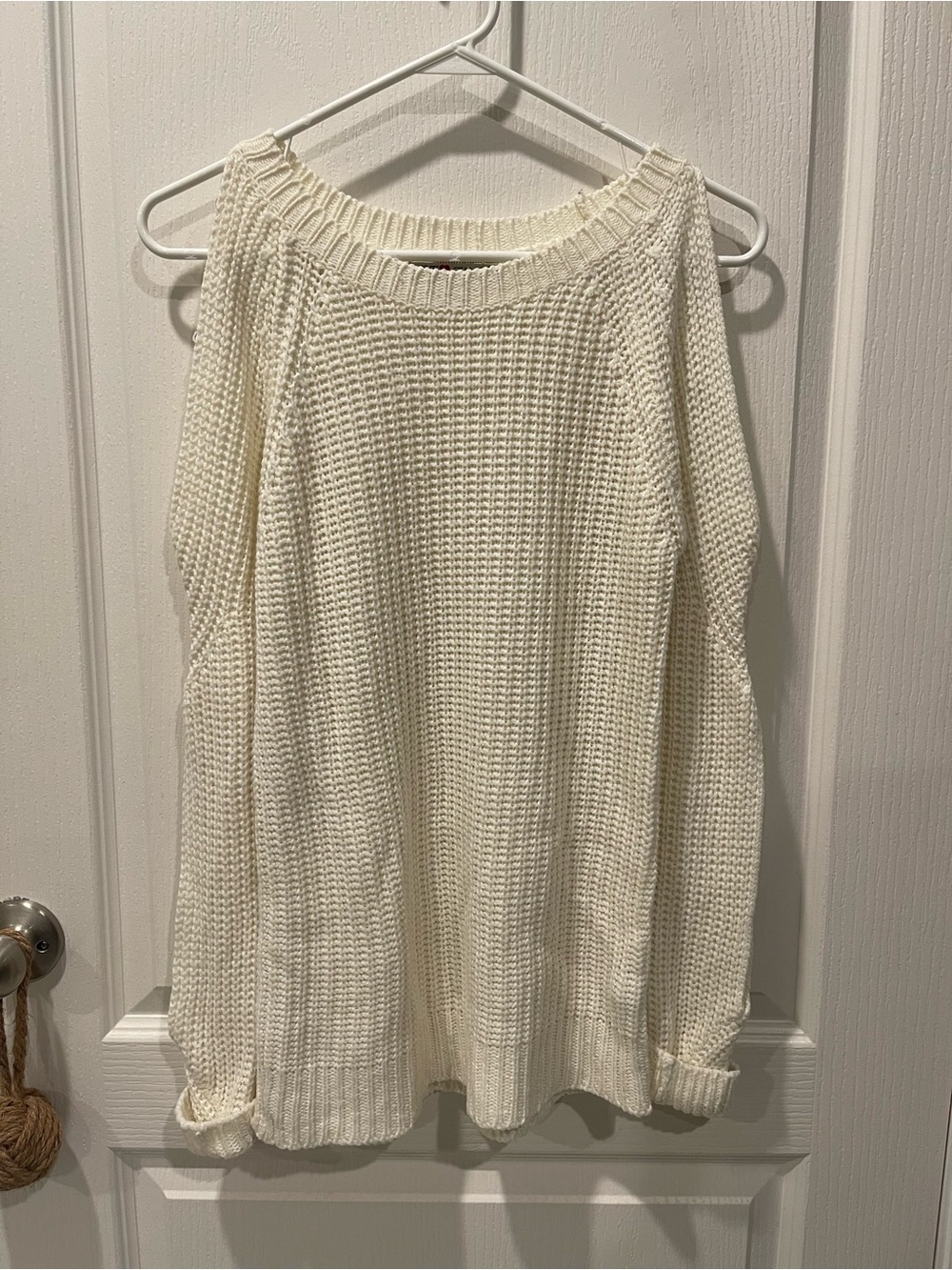 Love Off-the-Shoulder Cream Knit Sweater